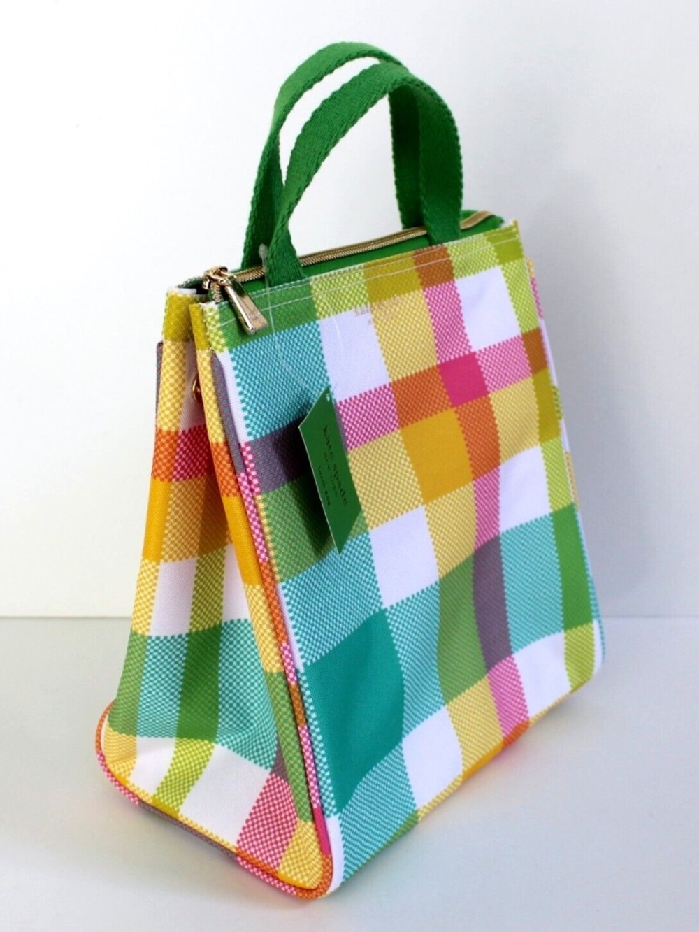 kate spade Garden Plaid Zip Soft Cooler Lunch Bag NEW